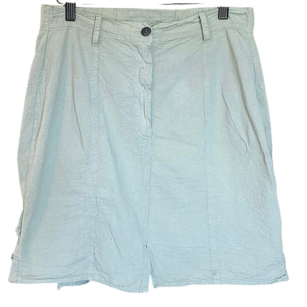 Energie by Currants Sage Green Cotton Skirt Ruffle Hem Women’s Size Large